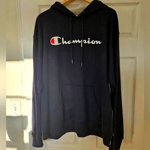 Mens Champion Powerblend Hoodie, Script Logo